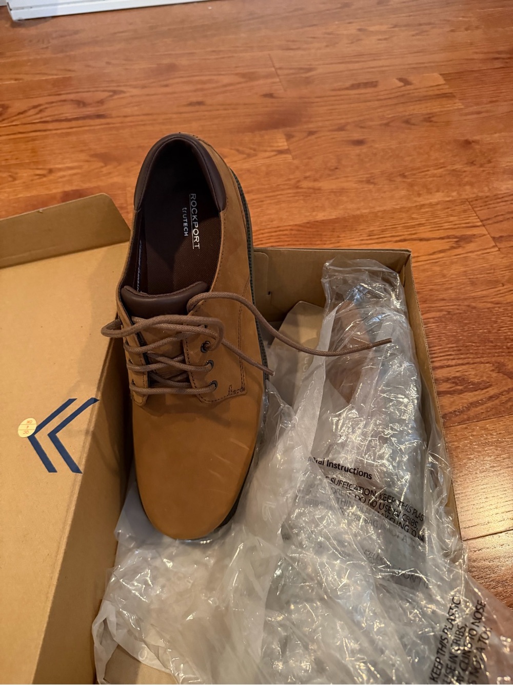 Rockport Men’s Tan Brown Leather Lace-Up Oxfords